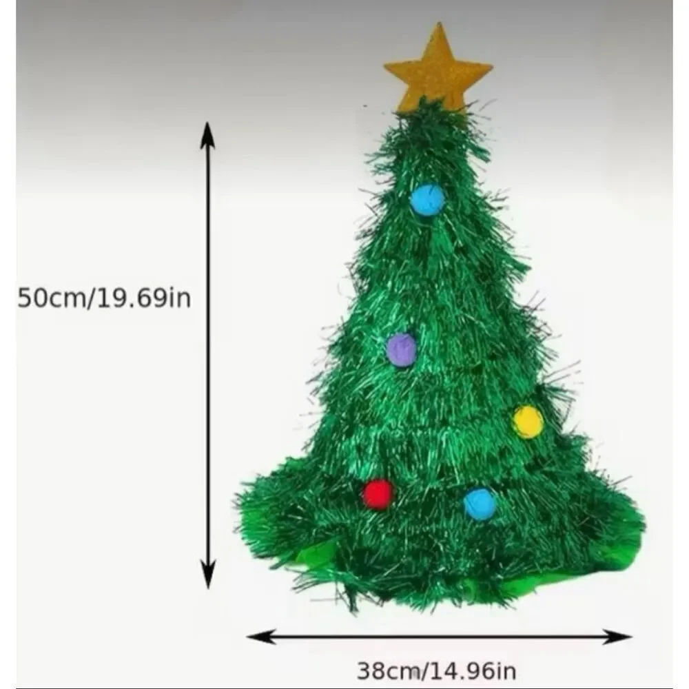 LAST ONE!!! Christmas Tree Novelty Party Hat Green Tinsel Star Topper Adult